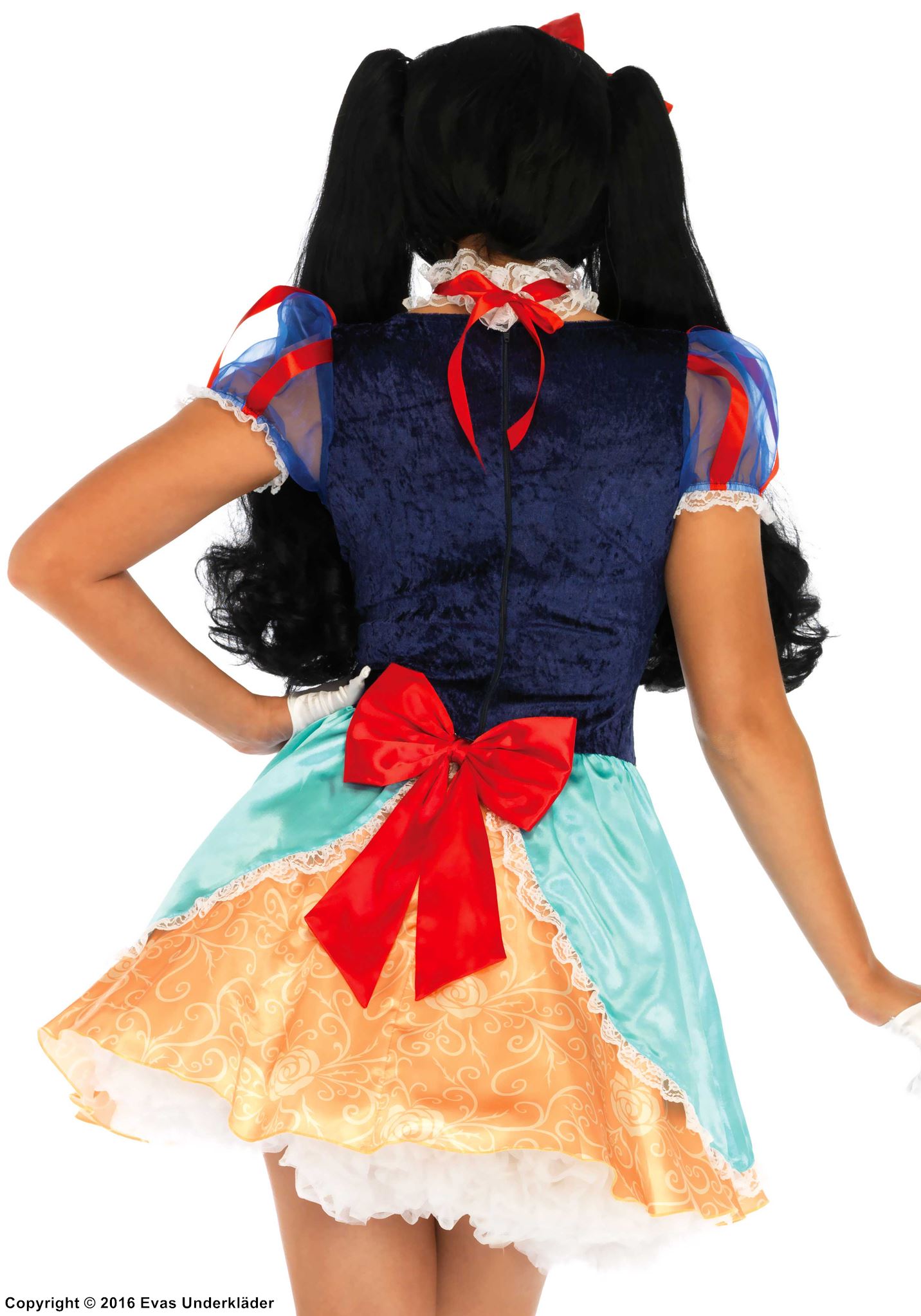 Snow White, costume dress, lacing, big bow, velvet, puff sleeves